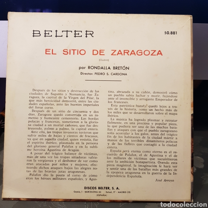 Discos de vinilo: 3 singles EL SITIO DE ZARAGOZA. Emi/Belter/Ekipo. - Foto 2