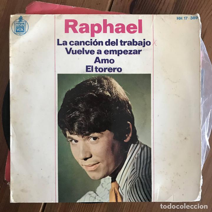 Discos de vinilo: RAPHAEL - LA CANCI&Oacute;N DEL TRABAJO - 7 EP HISPAVOX 1966 - Foto 1