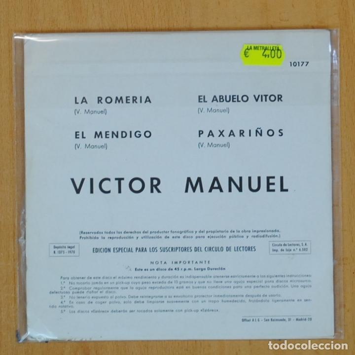 Discos de vinilo: VICTOR MANUEL - LA ROMERIA + 3 - EP - Foto 2
