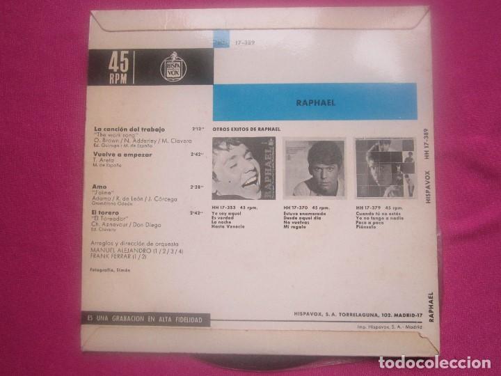 Discos de vinilo: RAPHAEL LA CANCION DEL TRABAJO SINGLE - Foto 2