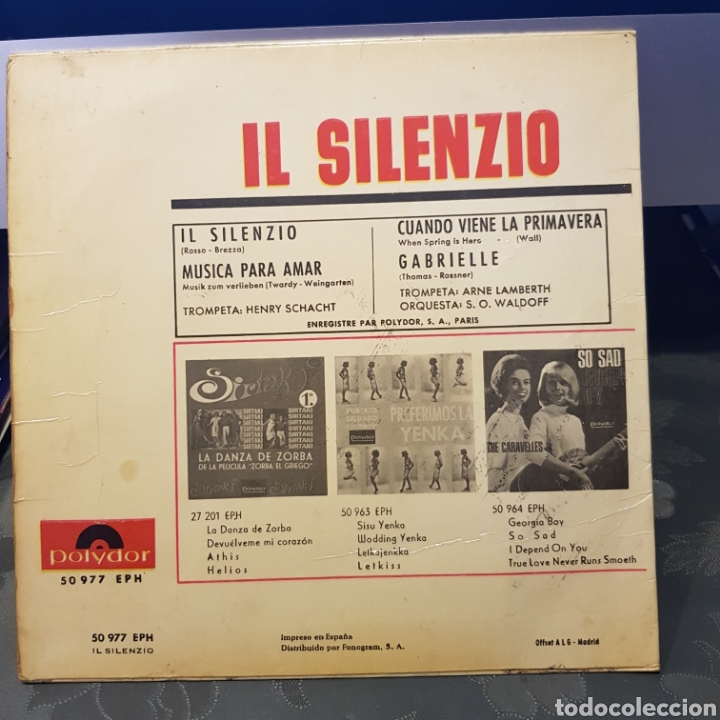 Discos de vinilo: Single il Silenzio Polydor. - Foto 2