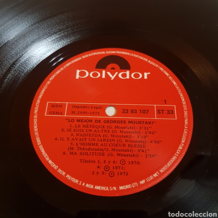 Discos de vinilo: LO MEJOR DE MOUSTAKI - Foto 3