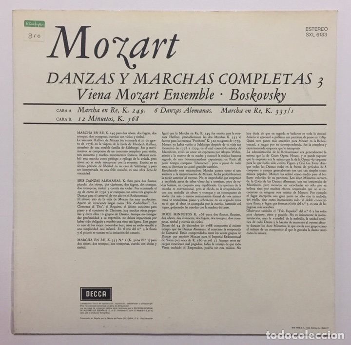 Discos de vinilo: LP MOZART COMPLETE DANCES & MARCHES VOLUME 3 DECCA LP - Foto 2