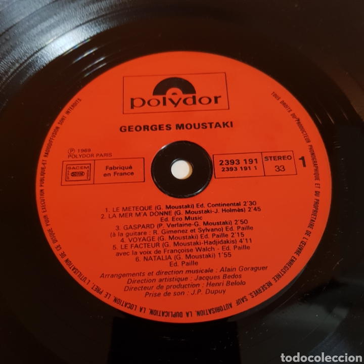 Discos de vinilo: GEORGE MOUSTAKI 1969 POLYDOR EDICION FRANCESA - Foto 3