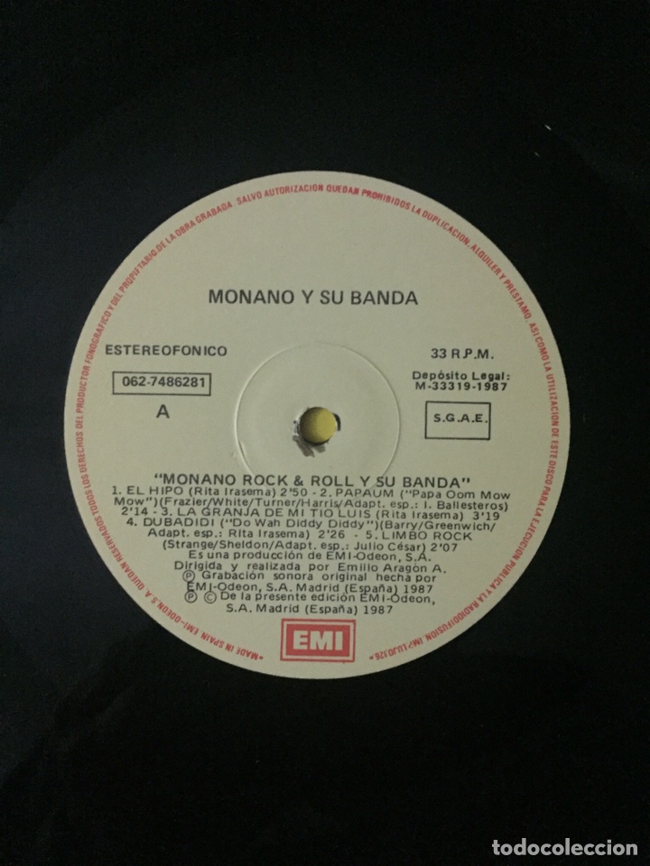 Discos de vinilo: Monano Rock & Roll y su Banda LP EMI Odeon 1987 - Foto 6