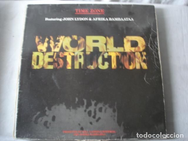 Discos de vinilo: Time Zone Featuring John Lydon & Afrika Bambaataa    World Destruction - Foto 1