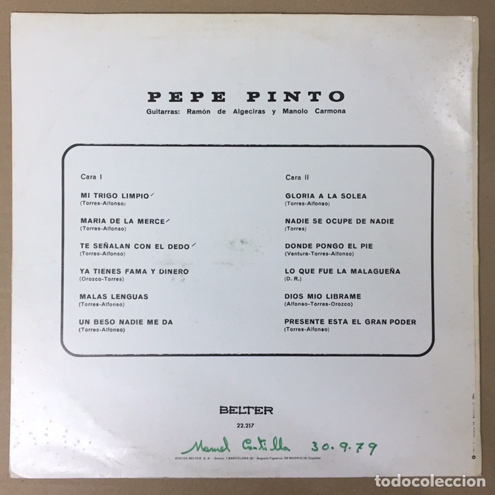 Discos de vinilo: LP PEPE PINTO - Belter, Espa&ntilde;a 1974 - Foto 2