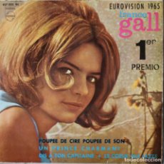 Discos de vinilo: FRANCE GALL// EUROVISIÓN 1965// POUPEE DE CIRE POUPEE DE SON+3// 1965// PHILIPS. Lote 202623348