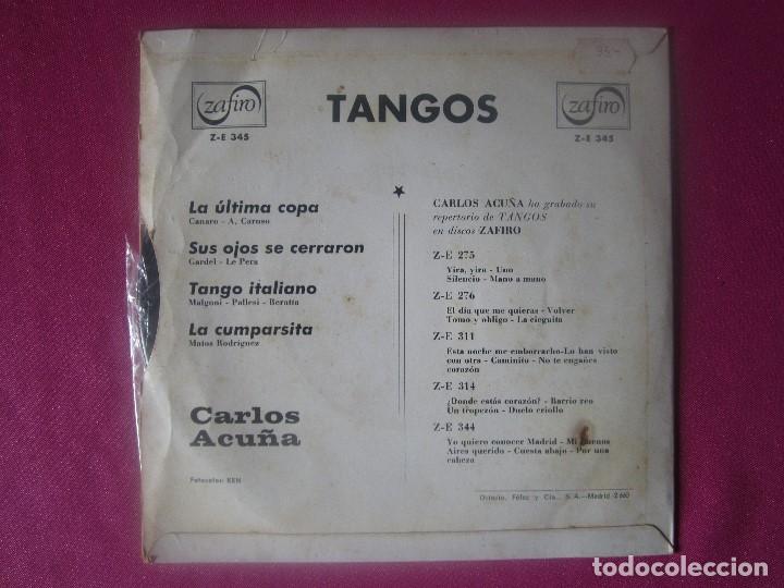 Discos de vinilo: CARLOS ACU&Ntilde;A - LA ULTIMA COPA EP 1962 - Foto 2