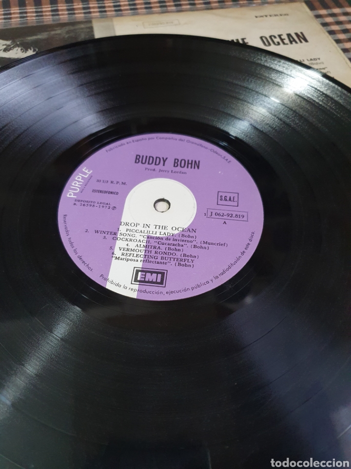 Discos de vinilo: Buddy Bohn ?– A Drop In The Ocean, EMI ?– J 062-92.819, Purple Records ?– J 062-92.819, 1972.. - Foto 3 - 203012731