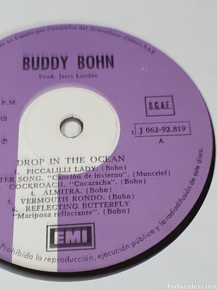 Discos de vinilo: Buddy Bohn ?– A Drop In The Ocean, EMI ?– J 062-92.819, Purple Records ?– J 062-92.819, 1972.. - Foto 5 - 203012731