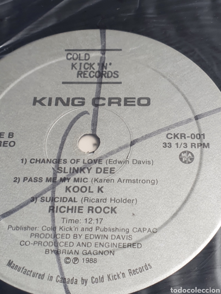 Discos de vinilo: Slinky Dee ?– King Creo, Cold Kickn Records ?– CKR-001, 1988, canada. - Foto 8 - 203022202