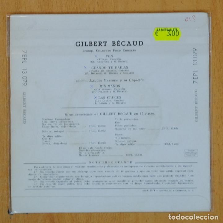 Discos de vinilo: GILBERT BECAUD - VEN + 3 - EP - Foto 2