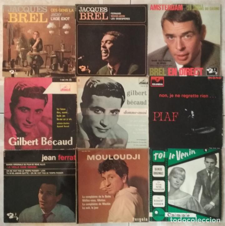 Discos de vinilo: 29 EP's & Singles franceses / Chanson - antiguos - Buen estado