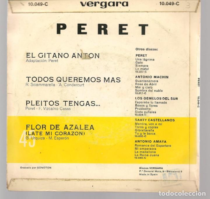 Discos de vinilo: SINGLES/. PERET. EL GITANO ANT&Oacute;N. (P/B72)C1 - Foto 2