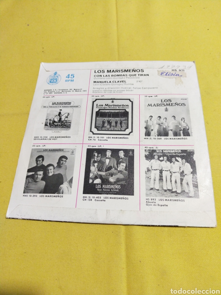 Discos de vinilo: SINGEL LOS MARISME&Ntilde;OS - Foto 2