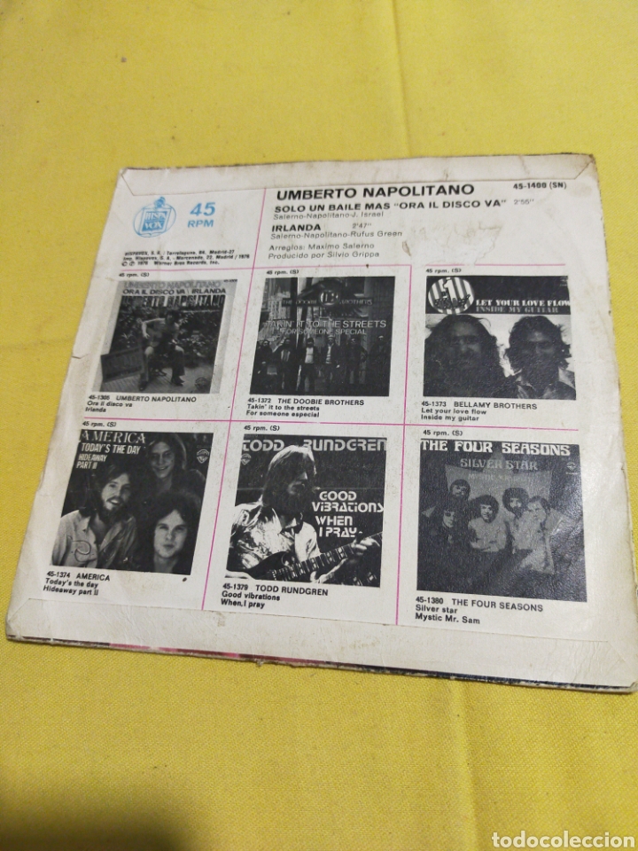 Discos de vinilo: SINGLE UMBERTO NAPOLITANO - Foto 2