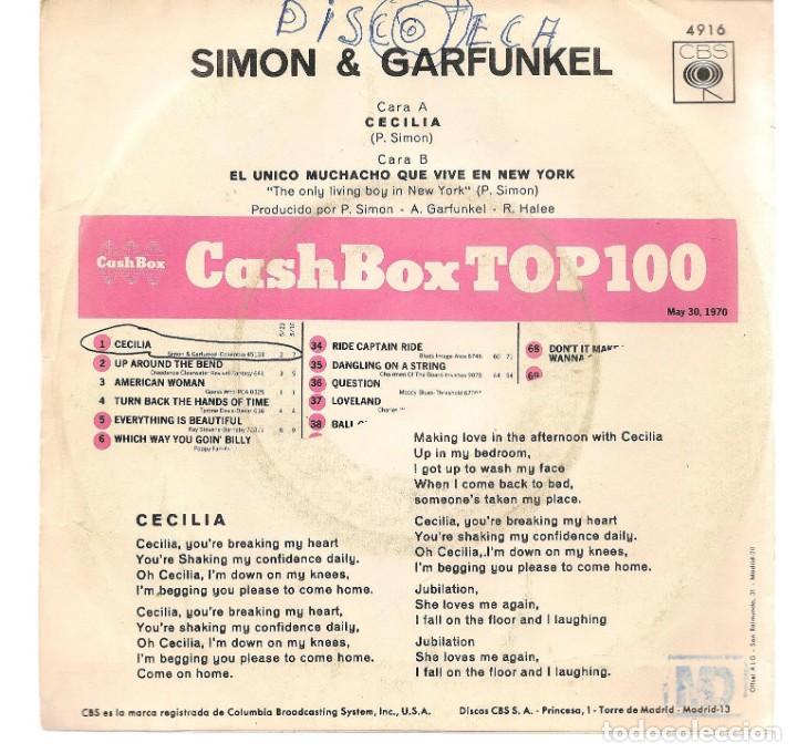 Discos de vinilo: SINGLES/. SIMON Y GARFUNKEL. CECILIA. (P/B72)C1 - Foto 2