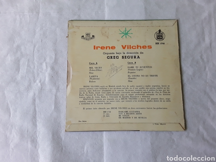 Discos de vinilo: IRENE VILVHES -- MIL VECES, SLOW +3 - Foto 2