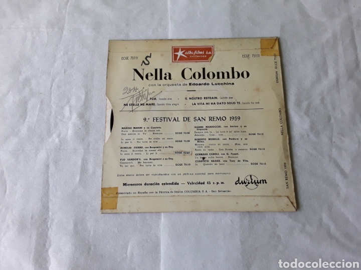 Discos de vinilo: NELLA COLOMBO -- TUA +3 - Foto 2