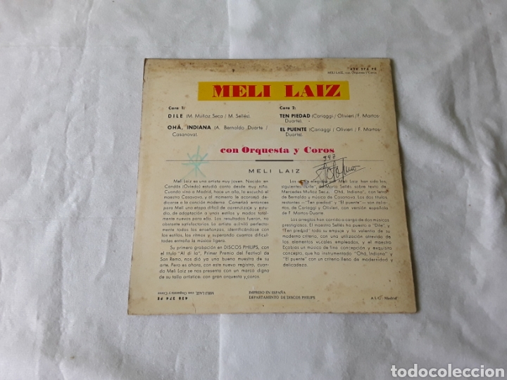 Discos de vinilo: MELI LAIZ -- DILE +3 - Foto 2