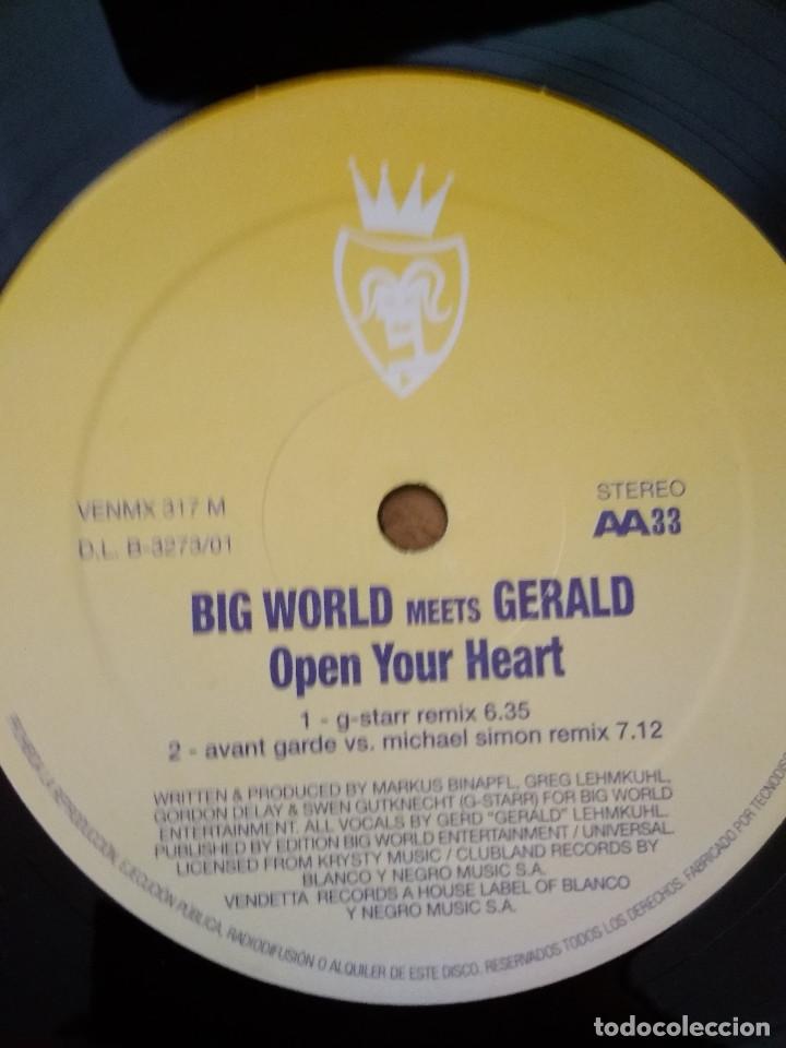 Discos de vinilo: BIG WORLD MEETS GERALD OPEN YOUR HEART - Foto 2