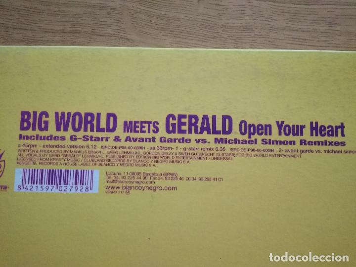 Discos de vinilo: BIG WORLD MEETS GERALD OPEN YOUR HEART - Foto 4