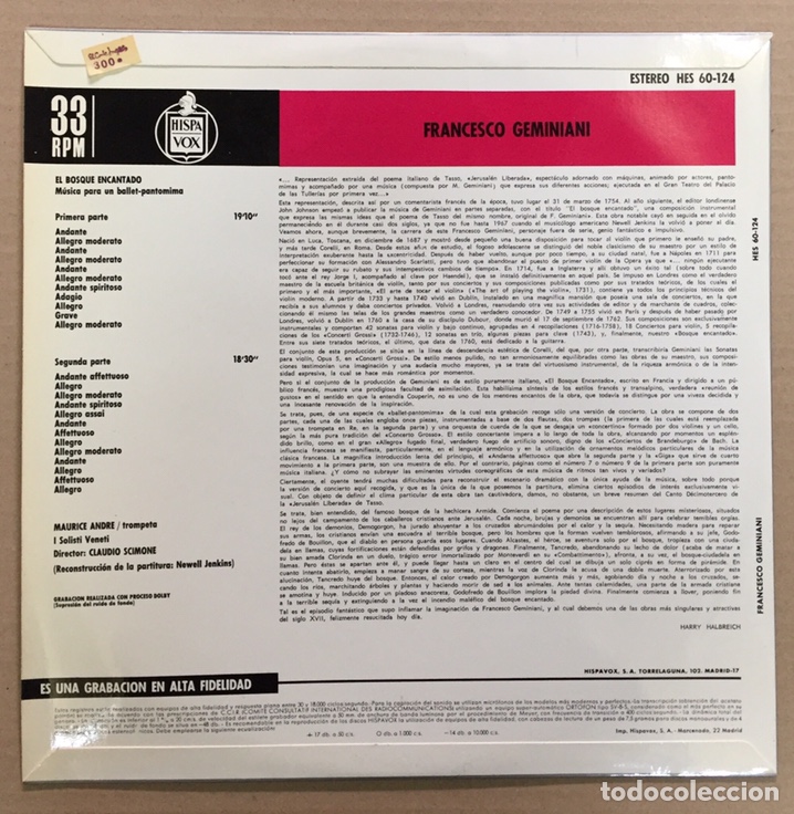 Discos de vinilo: LP FRANCESCO GEMINIANI EL BOSQUE ENCANTADO 1971 - Foto 2