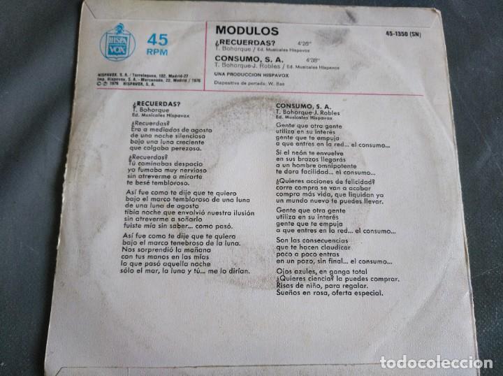 Discos de vinilo: MODULOS - RECUERDAS? - SINGLE - Foto 2