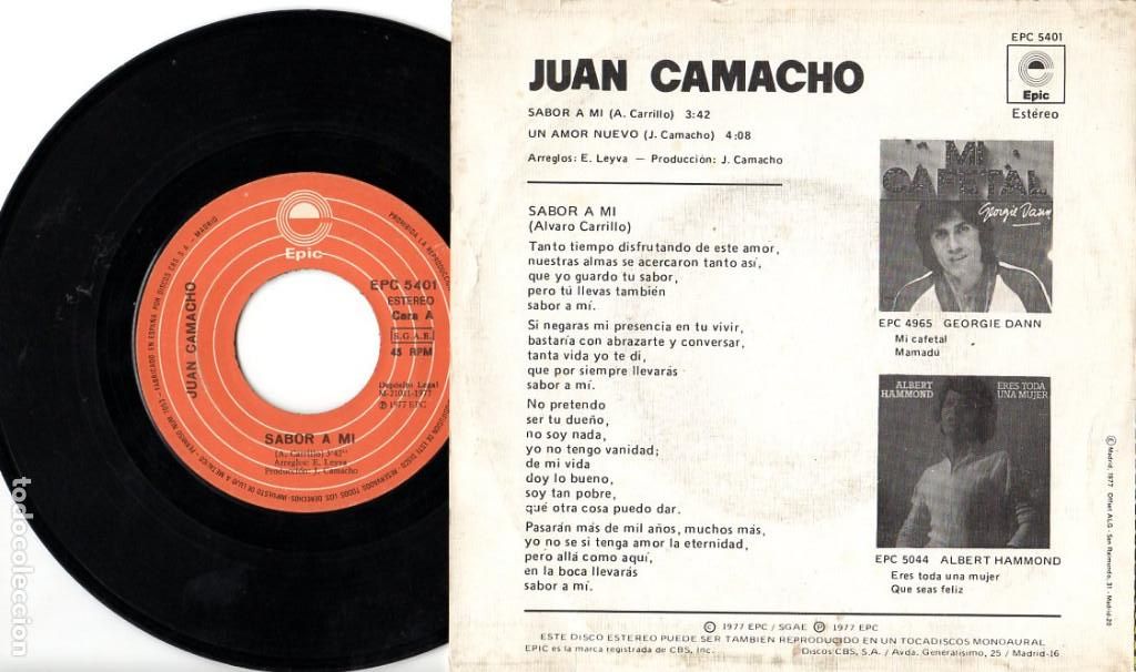 Discos de vinilo: JUAN CAMACHO *** SABOR A MI - Foto 2