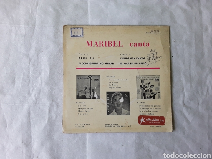 Discos de vinilo: MARIBEL -- ERES TU +3 - Foto 2