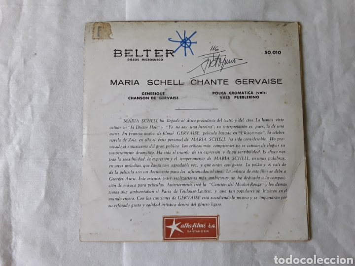 Discos de vinilo: MARIA SCHELL CHANTE GERVAISE -- GENERIQUE+3 - Foto 2