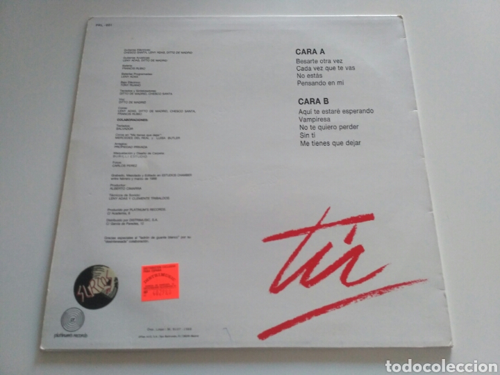 Discos de vinilo: Propiedad Privada - T&uacute; (LP) - Foto 2