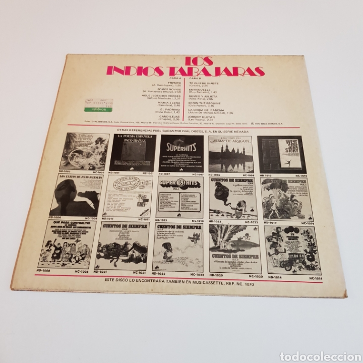 Discos de vinilo: LOS INDIOS TABAJARAS - THE STUDIO GROUP 1977 NEVADA - Foto 2