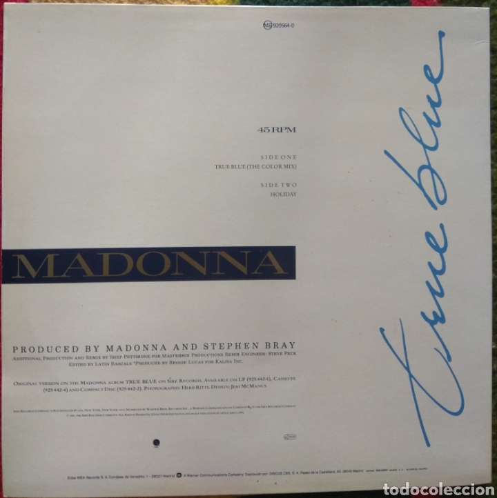 Discos de vinilo: Madonna&nbsp;&lrm;&ndash;&nbsp;True Blue - Foto 2