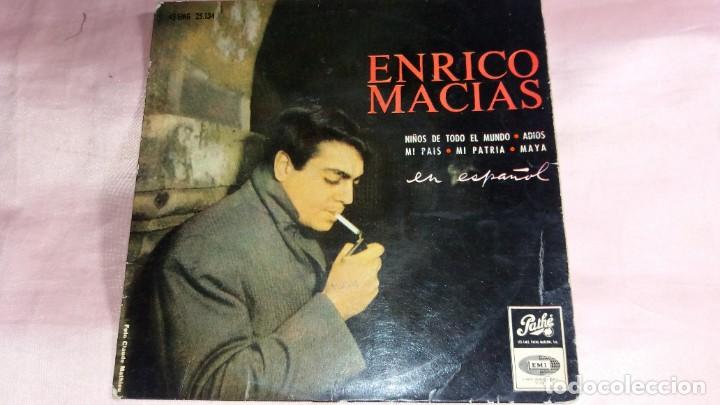 Disques de vinyle: enrico macias - ep spain ( chante espagnol ) Nota-escritura en caratula - ver fotos