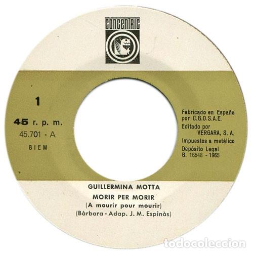 Discos de vinilo: Morir Per Morir / El Dia Que Vindr&agrave;s - Guillermina Motta - Foto 3