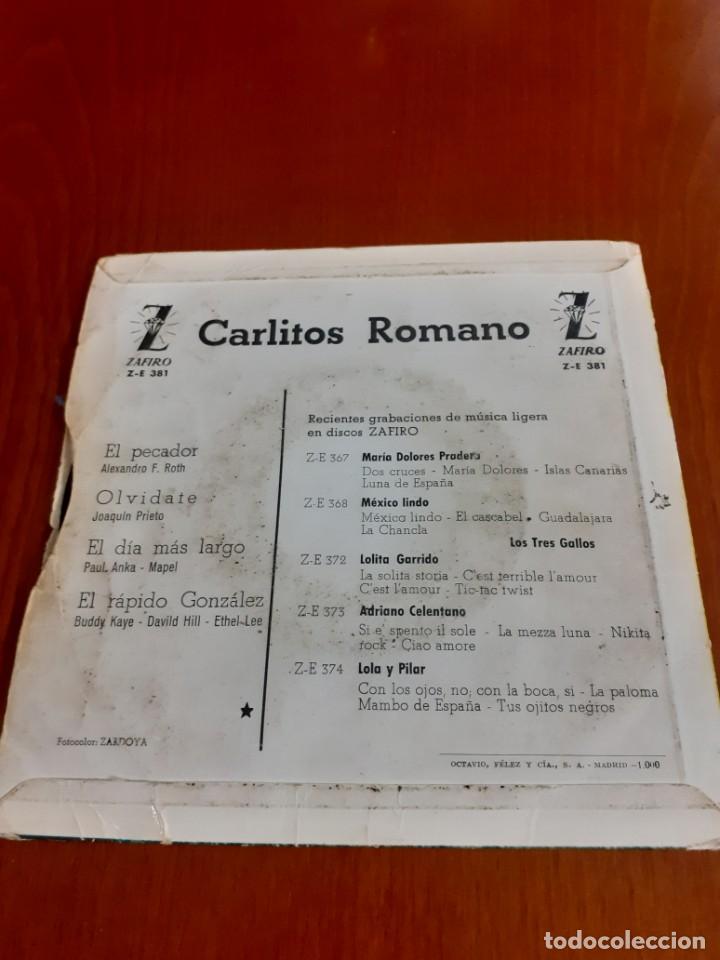 Discos de vinilo: disco de Vinilo single de carlitos romano - Foto 4