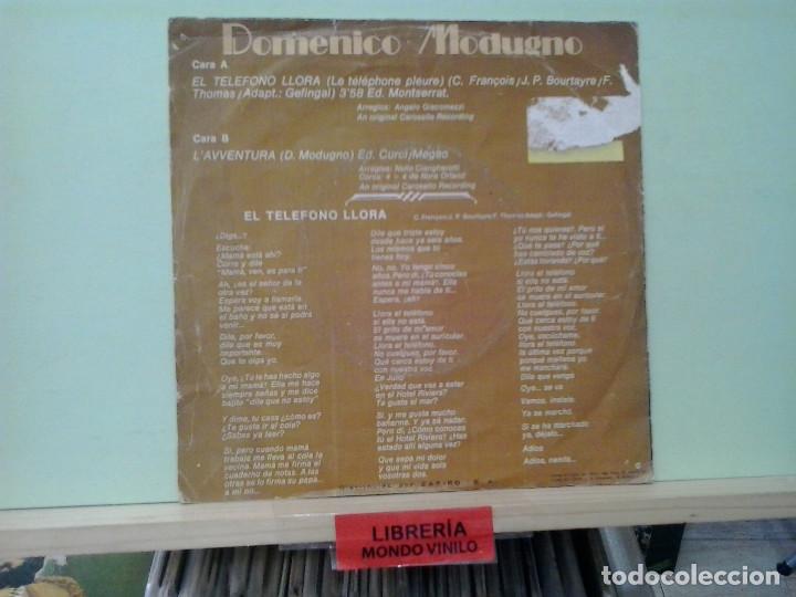 Discos de vinilo: LMV - Domenico Modugno. El telefono llora. Single - Foto 2