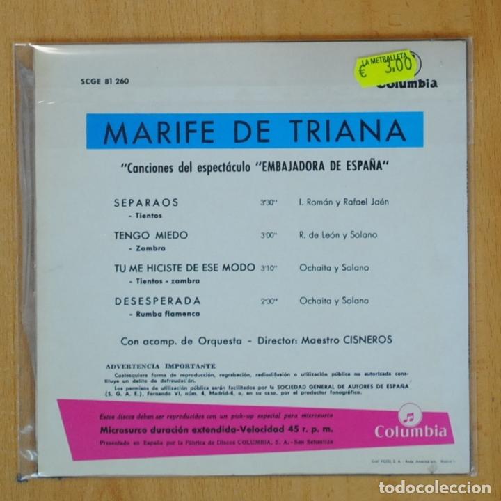 Discos de vinilo: MARIFE DE TRIANA - SEPARAOS + 3 - EP - Foto 2