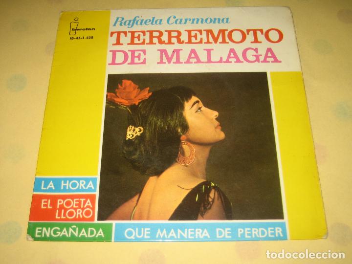 Discos de vinilo: RAFAELA CARMONA - TERREMOTO DE MALAGA - Foto 1