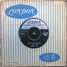 Disques de vinyle: BOBBY VEE. STAYIN' IN/ MORE THAN I CAN SAY. LONDON, UK 1960 SINGLE. Lote 205603083