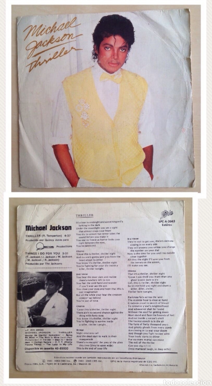 Discos de vinilo: Single Thriller 7&rdquo; Michael Jackson Thriller . 1983. - Foto 1