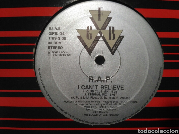 Discos de vinilo: R.A.F. - I Cant Believe - Foto 1