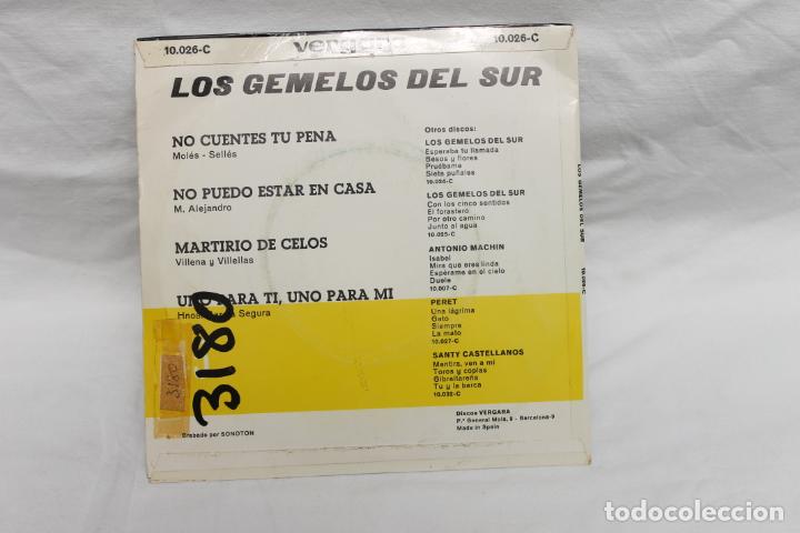 Discos de vinilo: LOS GEMELOS DEL SUR, SINGLE, MARTIRIO DE CELOS, 1968 - Foto 2