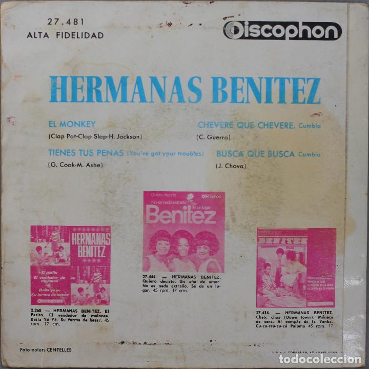 Discos de vinilo: HERMANAS BENITEZ// EL MONKEY+3// EP // 1966// DISCOPHON - Foto 2