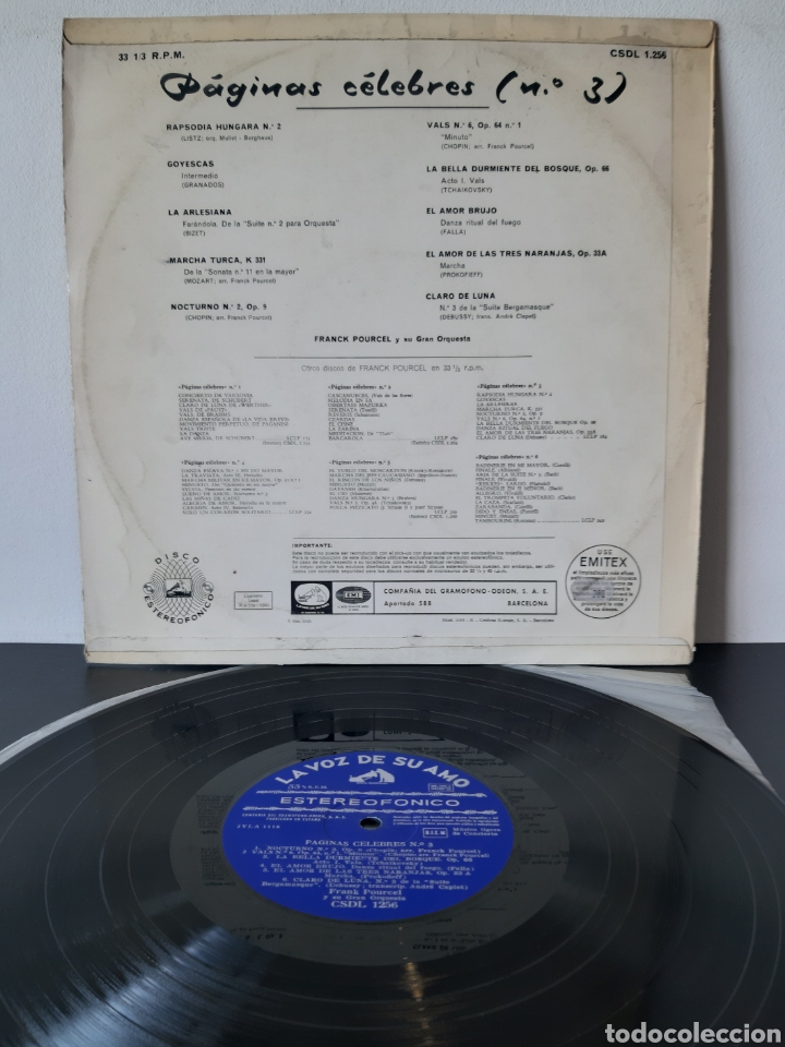 Discos de vinilo: FRANCK POURCEL. PAGINAS C&Eacute;LEBRES. N 3 - Foto 2