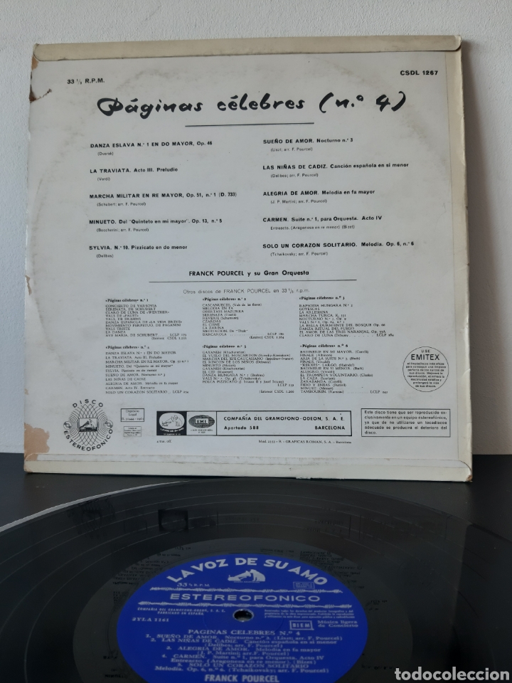 Discos de vinilo: FRANCK POURCEL. P&Aacute;GINAS CELEBRES N 4. - Foto 2