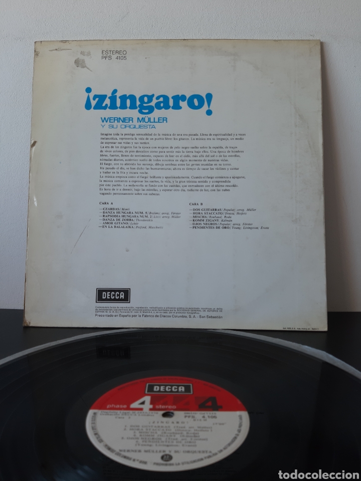 Discos de vinilo: &iexcl;ZINGARO! WERNER M&Uuml;LLER Y SU ORQUESTA. DECCA. ESPA&Ntilde;A - Foto 2