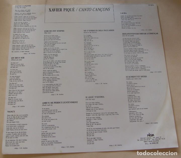 Discos de vinilo: XAVIER PIQUE. CANTO CAN&Ccedil;ONS. PICAP 1989 - Foto 3